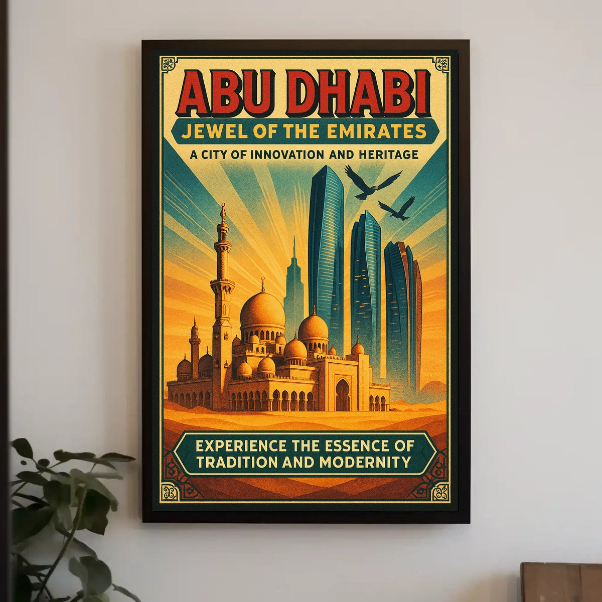 Abu Dhabi's Skyline Jewel of the Emirates Travel Poster