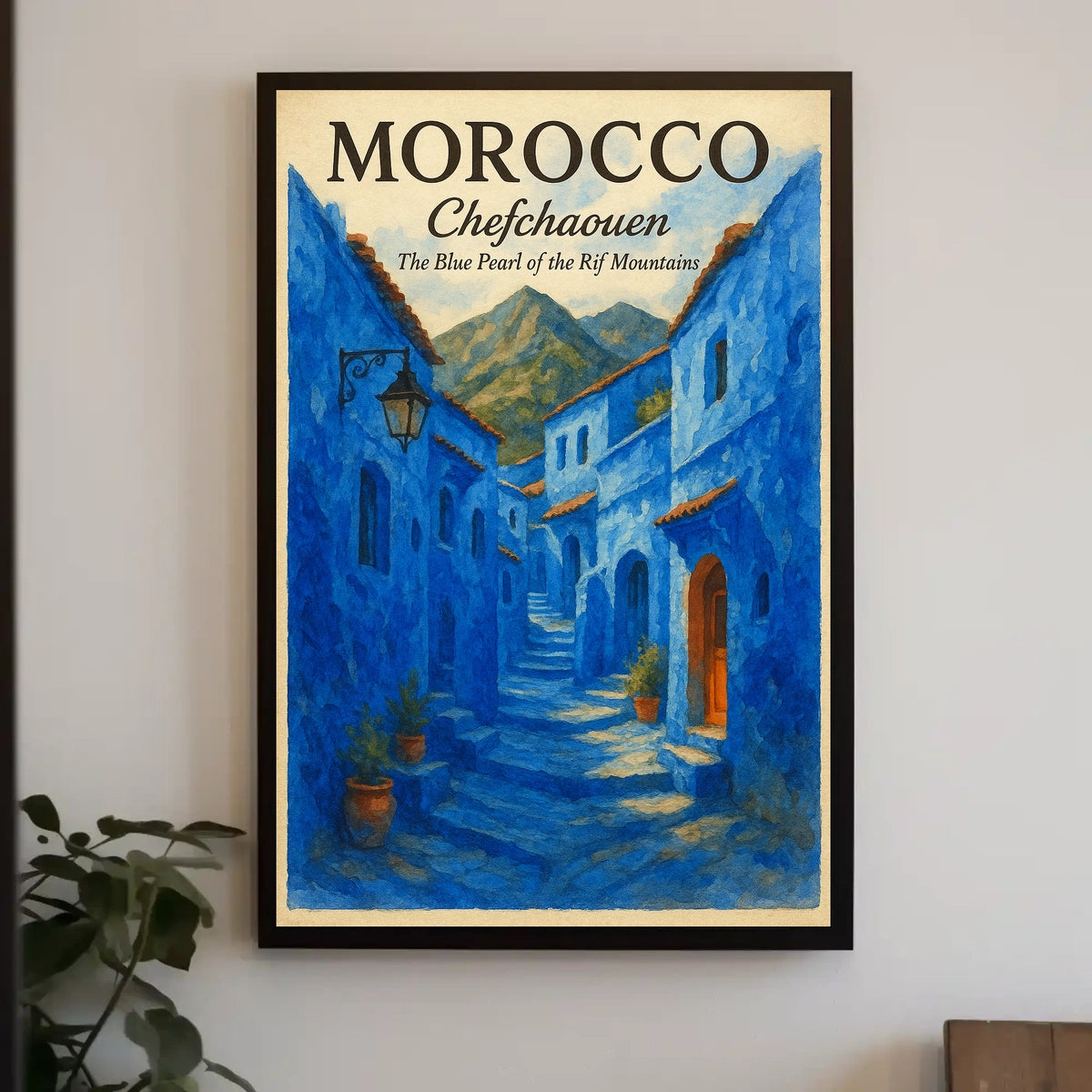 Chefchaouen Blue Pearl Moroccan Street Art Poster