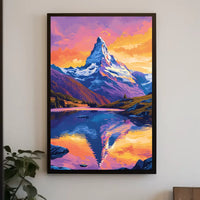 Matterhorn Sunset Reflection Vibrant Art Poster