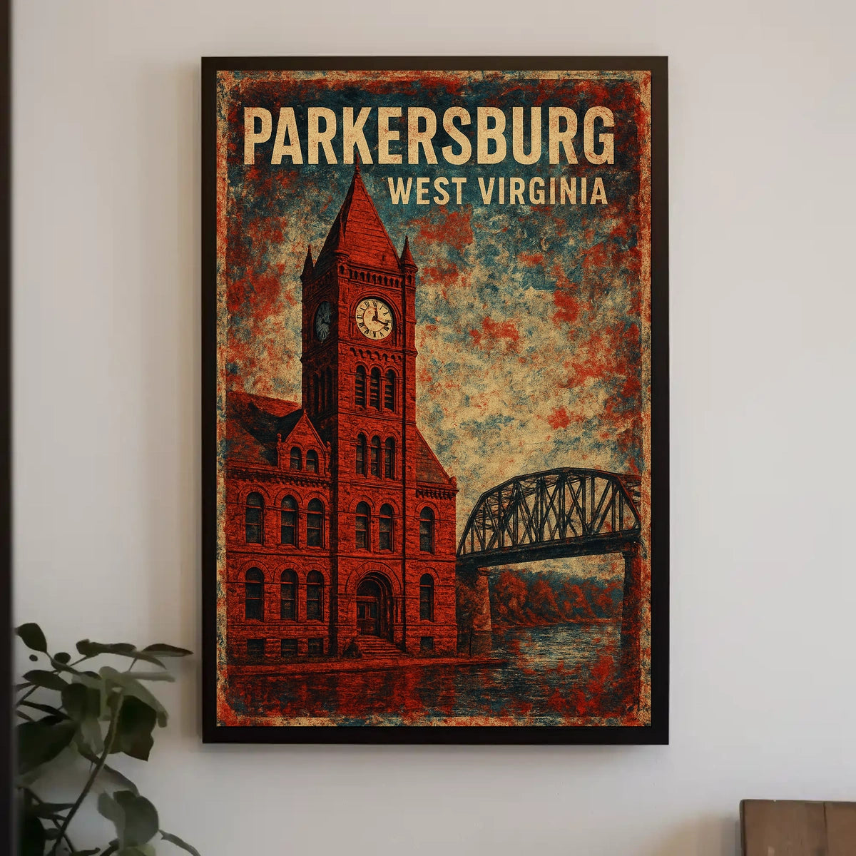Parkersburg Vintage Architecture Collectors Art Deco Poster