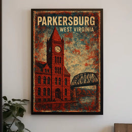 Parkersburg Vintage Architecture Collectors Art Deco Poster