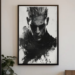 Intense Black and White Brooding Character Poster PosterGoat