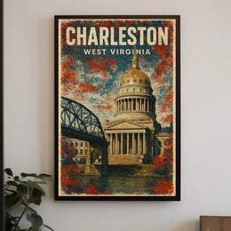 Charleston WV Skyline Wanderlust Minimalist Poster
