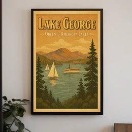Lake George Nostalgic Scenic Poster Vintage Wall Art