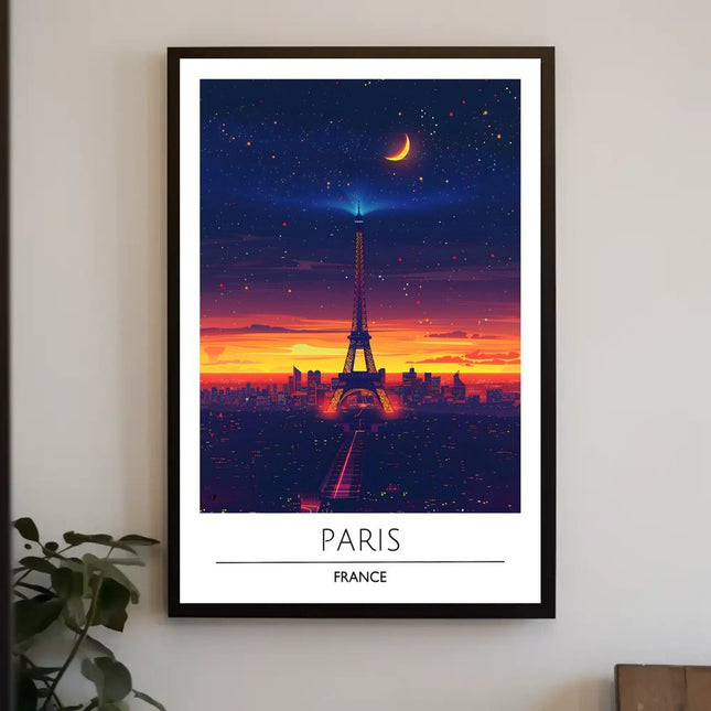 Enchanting Paris Sunset with Eiffel Tower Travel Poster