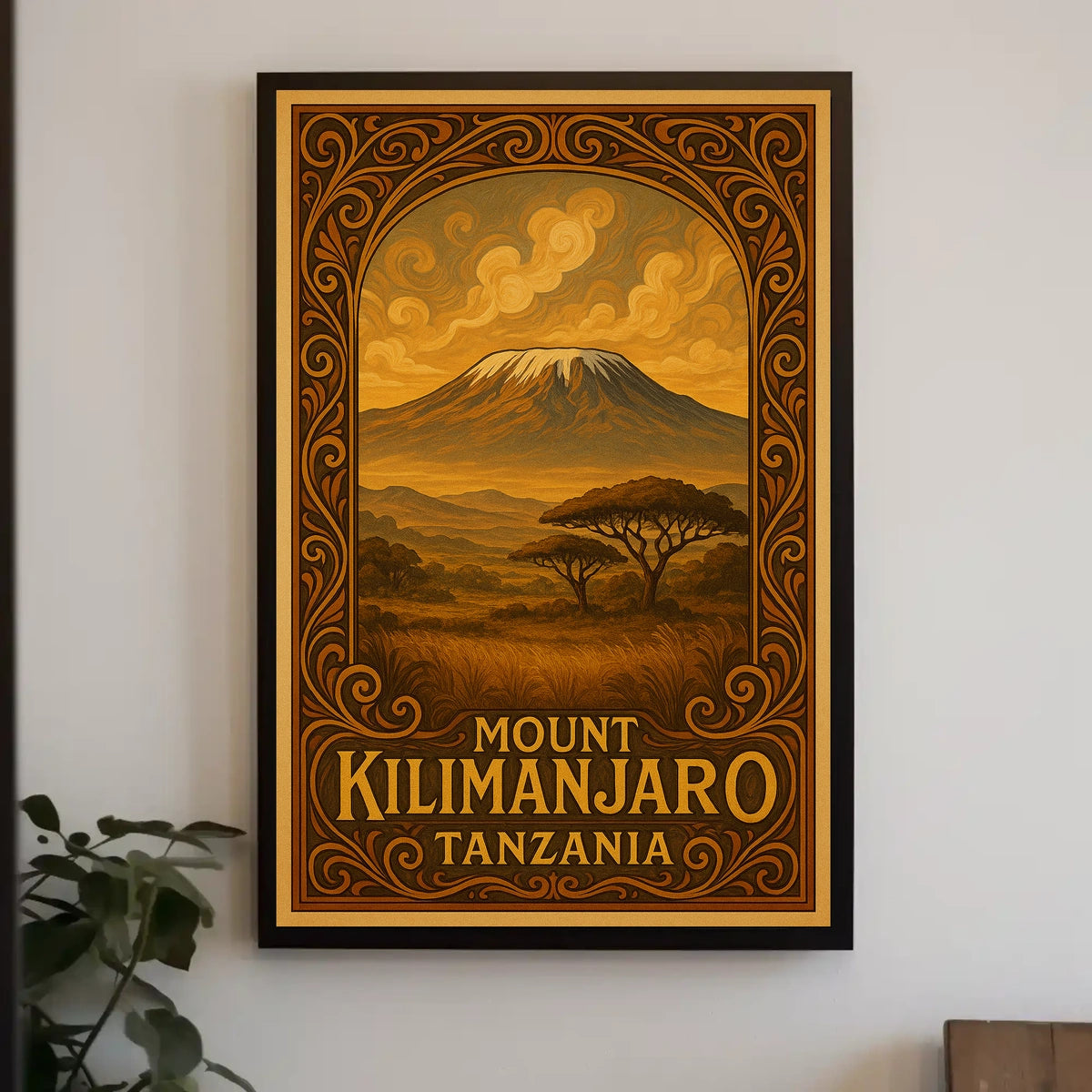 Kilimanjaro Tanzania Vintage Travel Explorer Poster