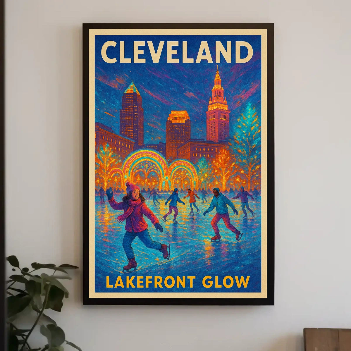 Cleveland Lakefront Glow Poster