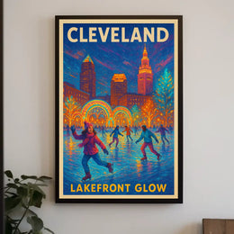 Cleveland Lakefront Glow Poster