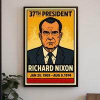Richard Nixon 37th President of the United States Inked Comic Style Poster
