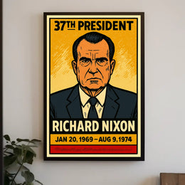 Richard Nixon 37th President of the United States Inked Comic Style Poster