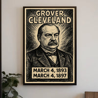 Grover Cleveland 24th President of the United States B & W Comic Sketch Poster