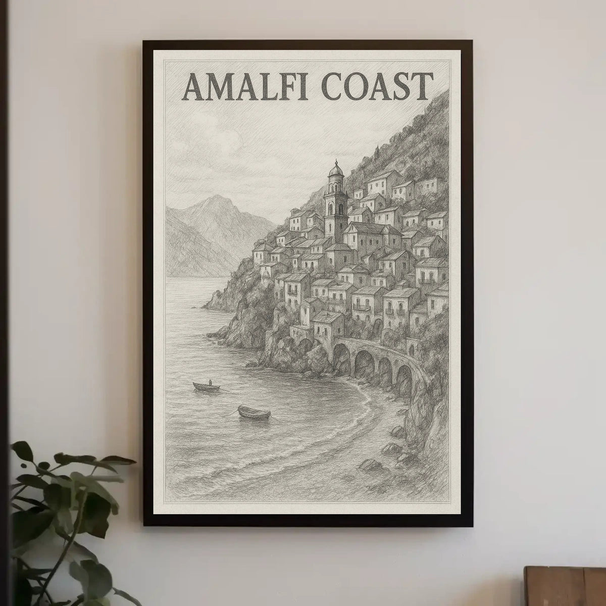 Amalfi Coast Poster Wall Art for Coastal Decor and Travel