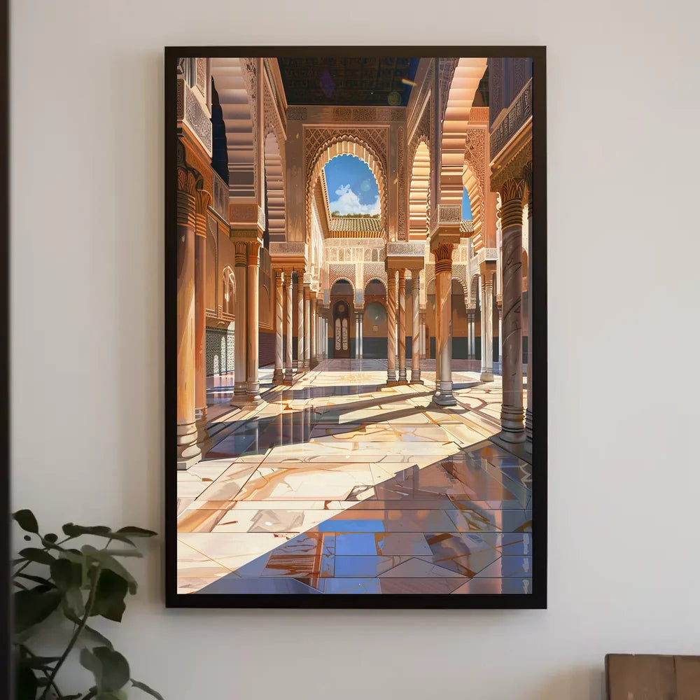 Ornate Moorish Architecture Poster: Alhambra-Inspired Art Print