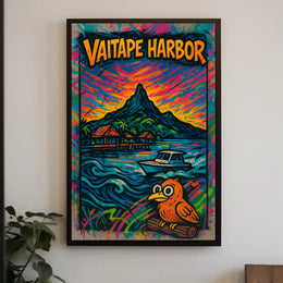 Vibrant Vaitape Harbor Travel Poster PosterGoat