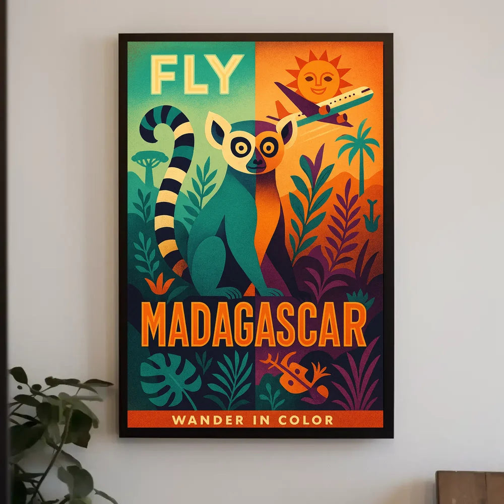 Fly Madagascar Wander in Color Travel Poster PosterGoat