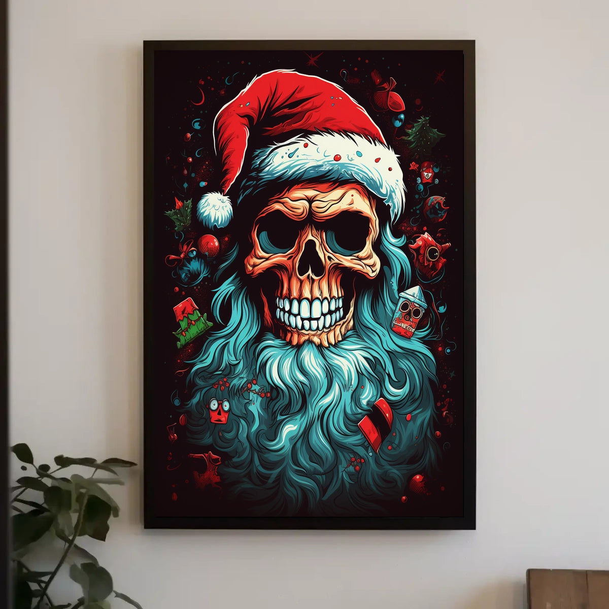 Festive Skull Santa Poster