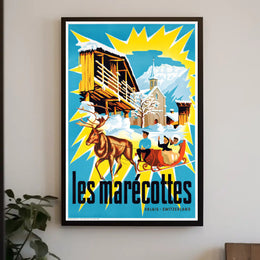 Les Marécottes Scenic Winter Travel Poster PosterGoat
