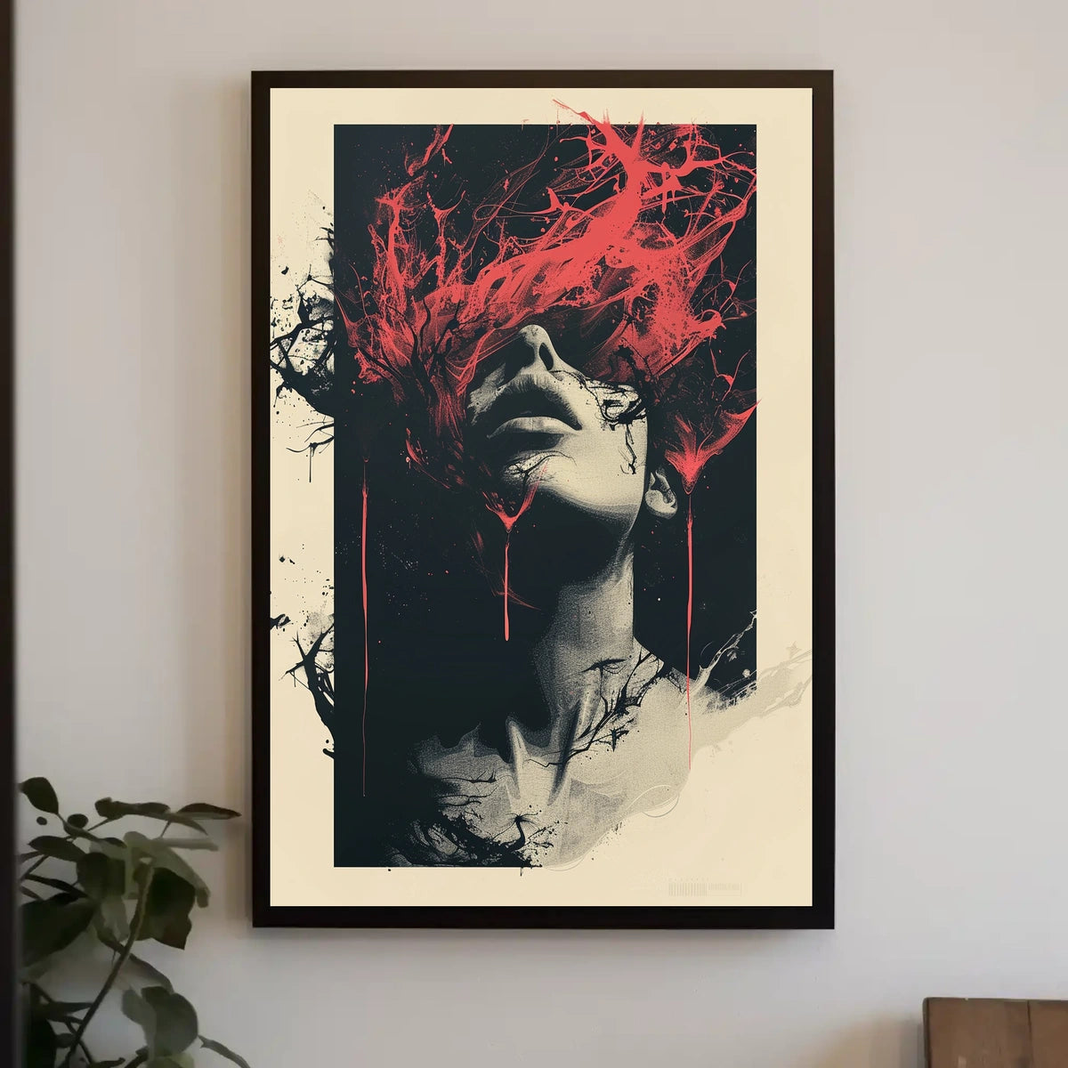 Intense Surreal Red Abstract Face Art Poster