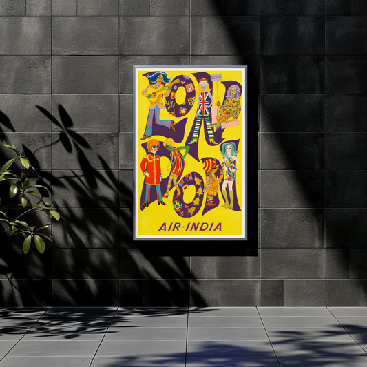 Air India London Groovy Mod Sixties Style Vintage Travel Poster