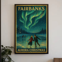 Fairbanks Aurora Christmas Landscape Art Print Poster