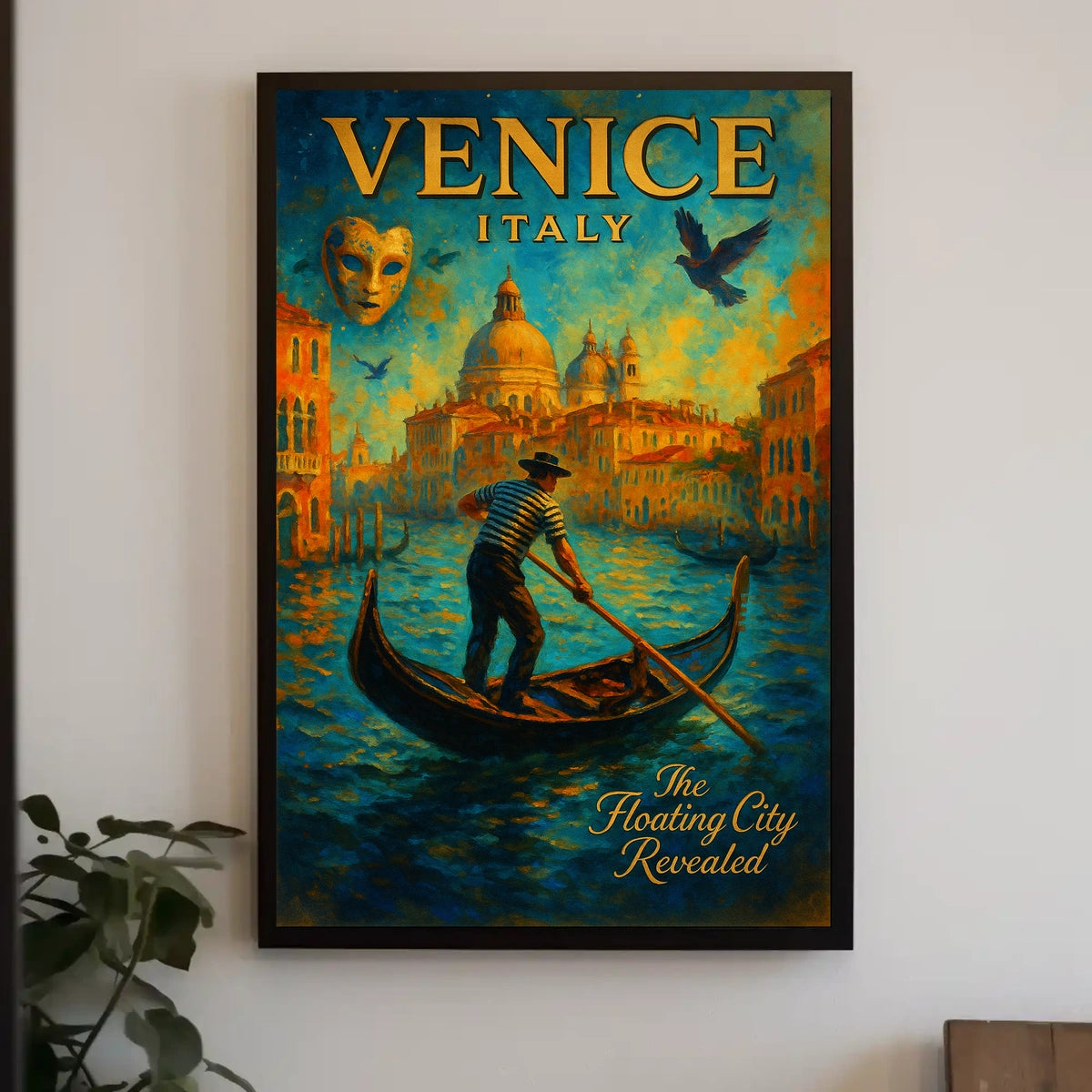 Venice Poster Floating City Revealed Romantic Travel Art