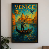 Venice Poster Floating City Revealed Romantic Travel Art