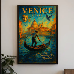 Venice Poster Floating City Revealed Romantic Travel Art