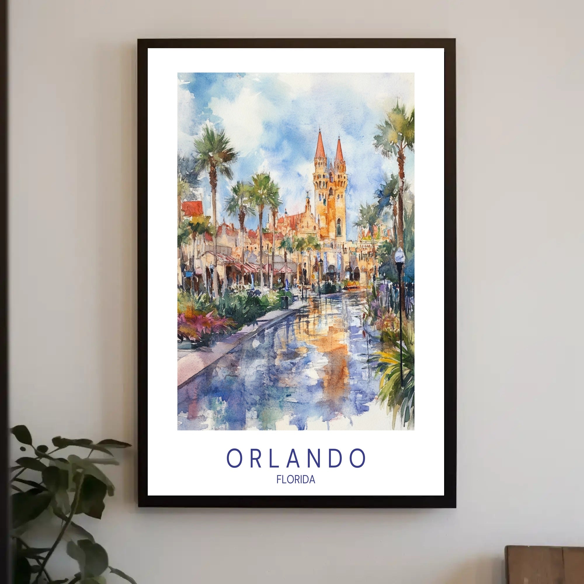 Orlando Watercolor Scene Poster