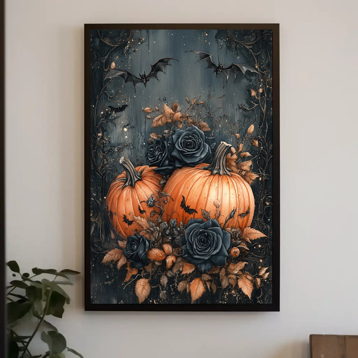 Halloween Pumpkin Bats: Abstract, Artistic, or Pop Culture Poster