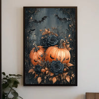 Halloween Pumpkin Bats: Abstract, Artistic, or Pop Culture Poster