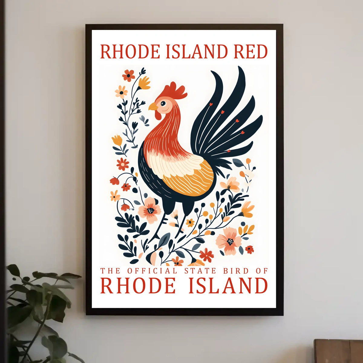 Rhode Island Red Chicken Art Poster Decor