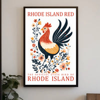 Rhode Island Red Chicken Art Poster Decor