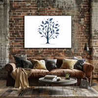 Minimalist Blue Tree Modern Art Poster