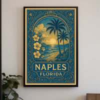 Naples Florida Vintage Travel Poster Coastal Charm Decor