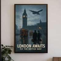 London's Timeless Iconic Twilight Vintage Travel Poster