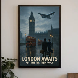 London's Timeless Iconic Twilight Vintage Travel Poster