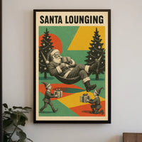 Santa Lounging: Vintage Christmas Poster Art