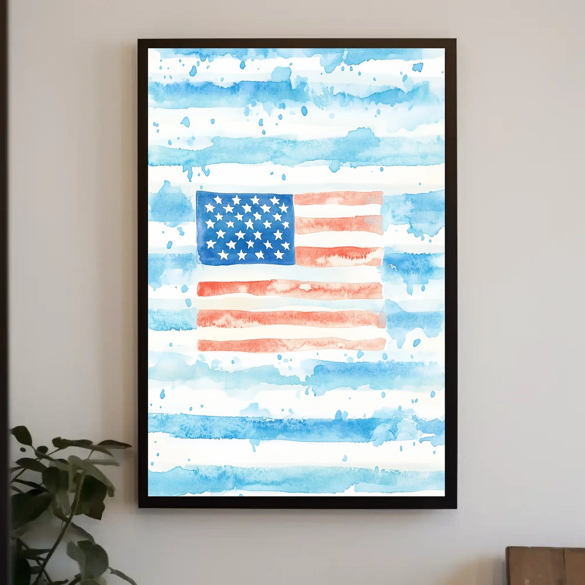 Watercolor American Flag Home Decor Wall Art 18x24 Poster