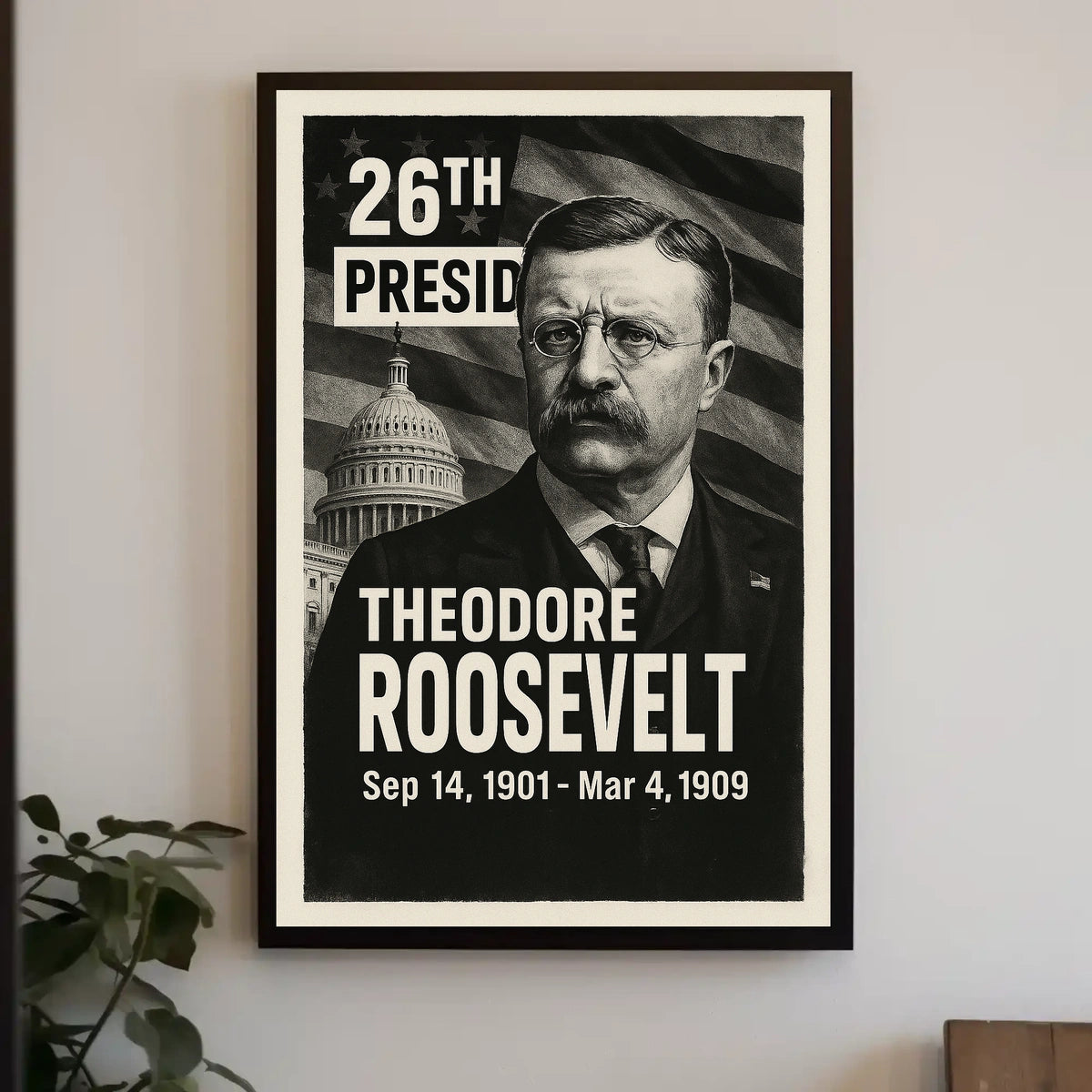 Theodore Roosevelt 26th President of the United States Digital Montaje Poster