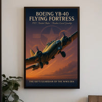 Boeing YB-40 WWII Bomber Vintage Art Poster