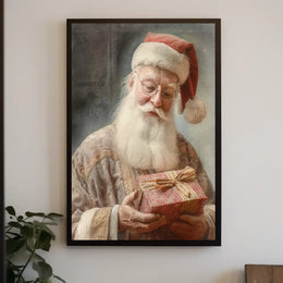 Santa Claus With A Gift Poster