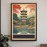 Tranquil Pagoda Reflections Poster