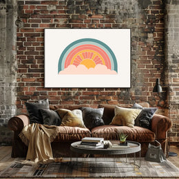Retro Sunrise Poster: Vintage 70s Geometric Art