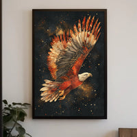 Majestic Cosmic Eagle in Flight Art Poster