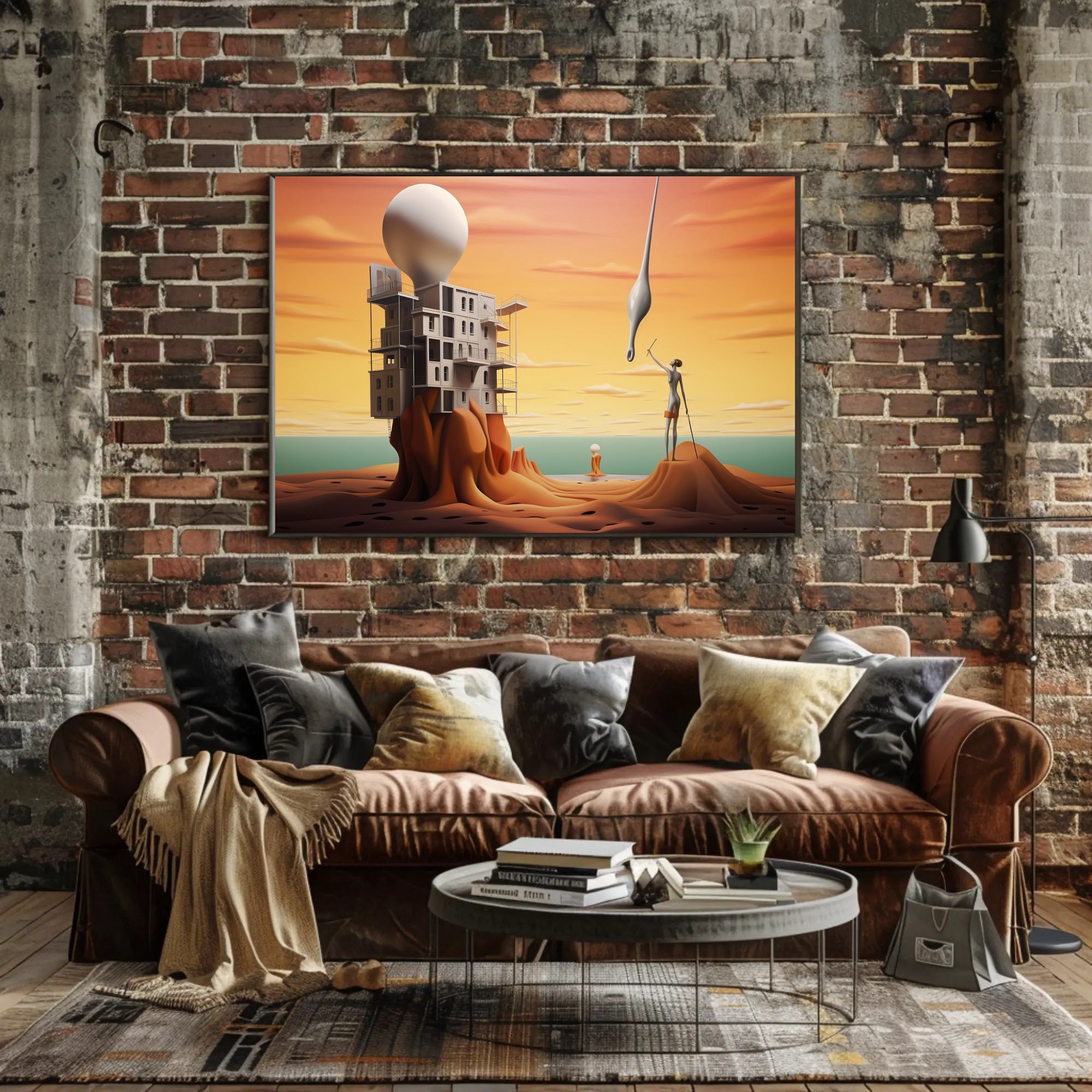Surreal Landscape with Futuristic Sci-Fi Architecture Poster