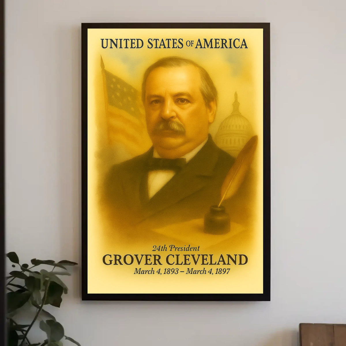 Grover Cleveland 24th President of the United States Vintage Watercolor Poster