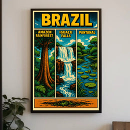 Brazil's Iconic Natural Wonders Vintage Poster