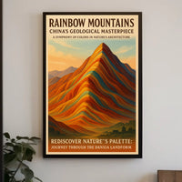 Rainbow Mountains ChinaS Geological Poster