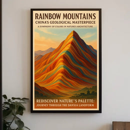 Rainbow Mountains ChinaS Geological Poster