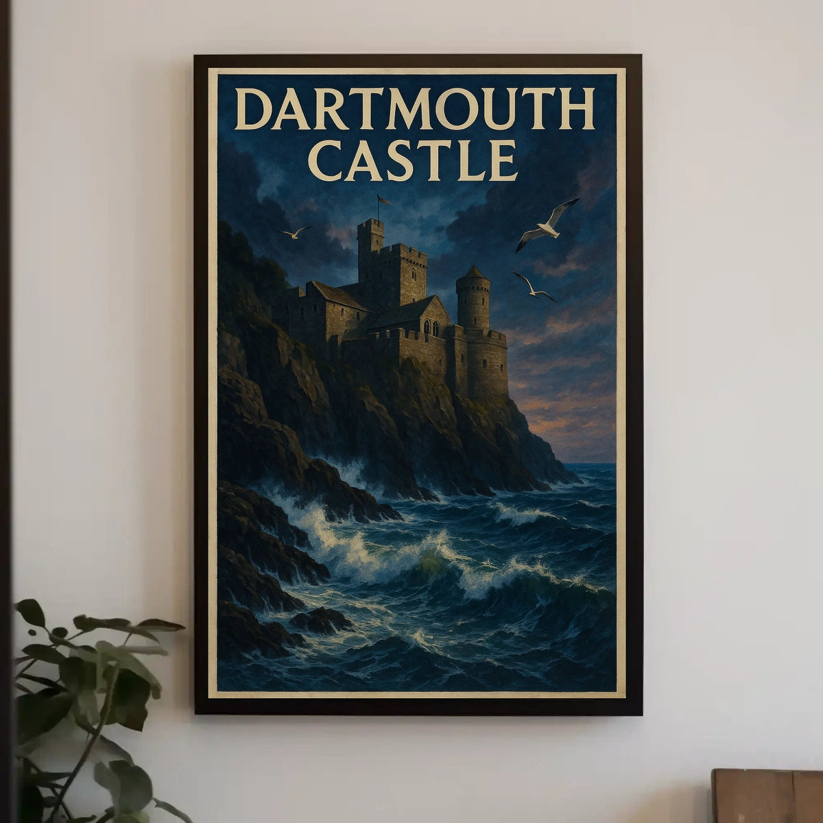 Dartmouth Castle Sunset on the Cliffs Travel Poster